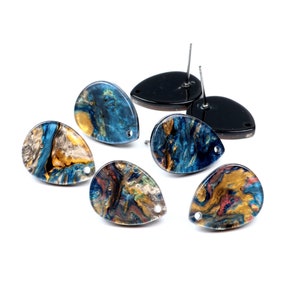Acetate Acrylic Earring Stud,Tortoise Shell Stud Earrings,Post Earring Blanks,Teardrop Shaped Earring,Post Charms Connector,A316-ACE5168EA