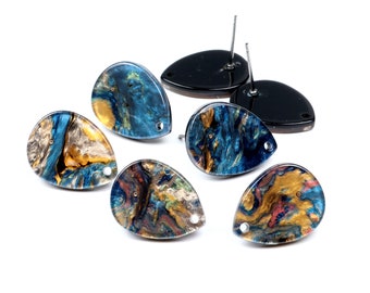 Acetate Acrylic Earring Stud,Tortoise Shell Stud Earrings,Post Earring Blanks,Teardrop Shaped Earring,Post Charms Connector,A316-ACE5168EA