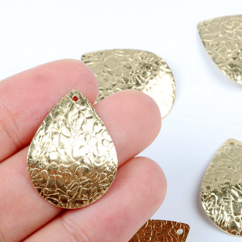 Brass Hammered Drops Charms Drops Earring Findingsbrass Etsy