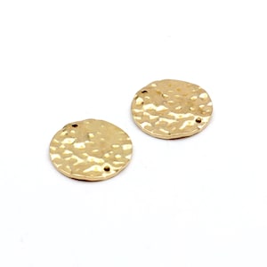 Gehämmerte Roh Messing Gewellte Scheibe Charms, Ohrring Zubehör, strukturierte Anhänger, Rohlinge mit 2-Loch Ohrringe, Charm, 14mm, Schmuckzubehör-RB1467