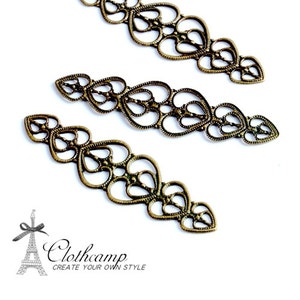 10pcs Antique Bronze plated RAW brass Filigree Jewelry Connectors  Connector Finding Charms / Pendant  (FILIG-B-55)