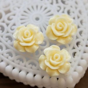 50% off -Wholesale Beautiful   Colorful Rose Flower Resin Cabochon   - -12mm(CAB-AK-3)