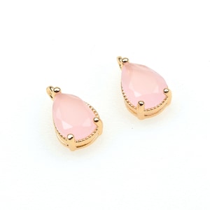 10pcs CZ pave Gold Teardrop Charms Real Gold Plated Brass Drop Pendants Tiny Mini Zircon Pendant Teardrop Birthstone Charm 7x11mm (CZM-A-12)