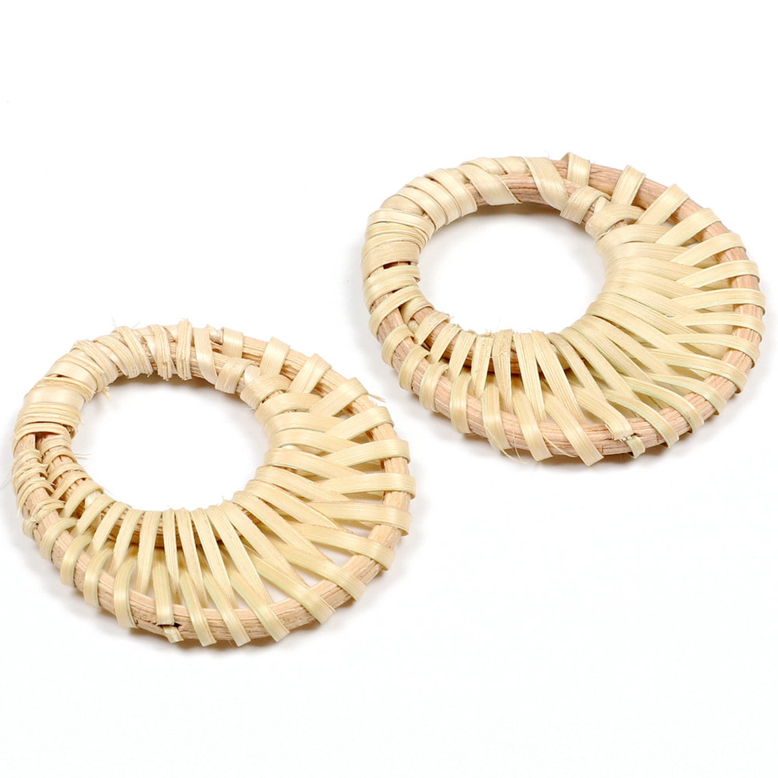 Natural Handwoven Rattan Wood Earring Hoops,drop Shaped Rattan Pendant ...