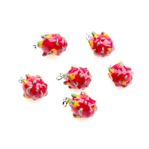 Fruit Enamel Charms,Enamel Dragon fruit Pendant,18K Gold Filled Fruit Necklace Pendants,Necklace Design ,Diy Charm,Jewelry Suppies (EC-16)