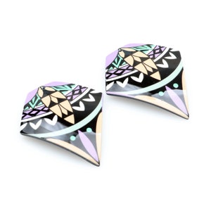 Printed Acrylic Earring Charms,Geometry Curved Pendant,Printing Pattern Earring Parts,Earrings Findings,Jewelry Supplie 42.5x52.5mm,ACL-292