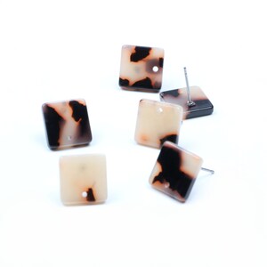 Tortoise Shell Stud Earring,Acetate Acrylic Earring,Charm Earring Blanks,Square Shaped Earring,Post Charms,Earring Connector,A11-ACE5173A EA