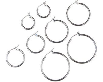 10pcs Round Stainless steel-colour brass Hoop 15mm 20mm 25mm 30mm 35mm,2mm Thick,Minimalist Lever Hoop Simple Hoops Earring Findings(GBF-14)