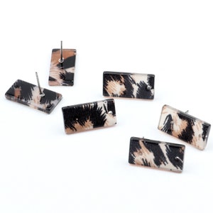 Tortoise Shell Stud Earring,Acetate Acrylic Earrings Stud, Rectangle Earring Blanks,Earring Connector Finding,Post Charm,10x15mm -ACE5301FEA