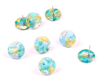 Tortoise Shell Stud Earrings,Acetate Acrylic Earrings Stud,Circle Shaped Earrings Blanks,Earring Connector Finding,Post Charms,A32-ACE5094EA