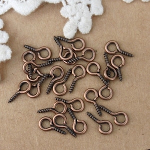 100pcs Antique Copper Eyehook Screw Eyepin Eye Pins  Finish Pewter 4mm Loop Nickel Free-(JUR-105)