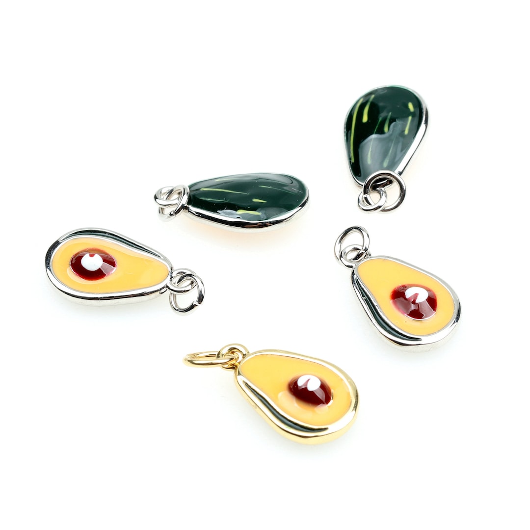 Avocado Enamel Charms,fruit Enamel Pendant,18k Gold Filled Avocado ...