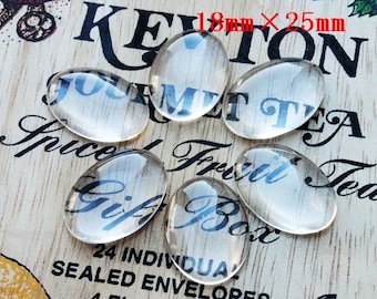 Big sale-50Pcs( 25X18mm) - oval  Clear Glass Cabochon- thick dome top gems for pendants - photo charms