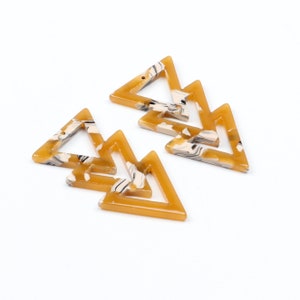 Acetate Acrylic Geometric Earring Charms,Tortoise Shell Beads,Triple Triangle Shaped Pendants,Earrings Parts,1 Hole 39x20.5mm A158-ACE245J