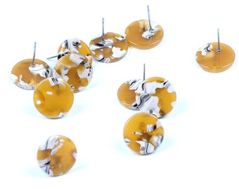 Tortoise Shell Stud Earrings,Acetate Acrylic Earring Stud,Circle Shaped Earrings Blanks,Earring Connector Finding,Post Charms,A158-ACE5097EA