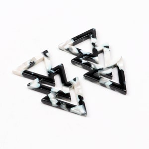 Acetate Acrylic Geometric Earring Charms,Tortoise Shell Beads,Triple Triangle Shaped Pendants,Earrings Parts,1 Hole 39x20.5mm A57-ACE245H