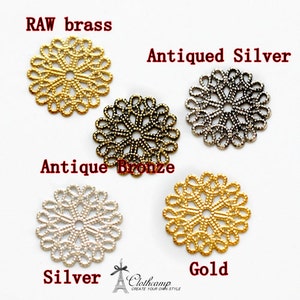 20pcs 21mm Antique Bronze/Antiqued Silver/Silver/ Gold/RAW brass Filigree Jewelry Connectors Setting Cab Base Connector Finding (FILIG-80)