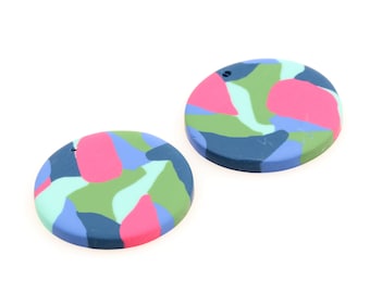 Round shaped Clay pendants,Necklace Jewelry Charms,Polymer Clay  Findings for jewelry making Earring Necklace Handmade,29.5mm,PC-239