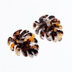 Tortoise Shell Acetate Acrylic Earring Charms,Monstera Leaf Shaped Pendant,Earring Parts,46x38mm,Earring finding,Earring Blanks A263-ACE251I