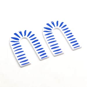 Printed Acrylic Beads,Acrylic Earring Charms,U Shaped Pendant,Acrylic Flower Earring Parts,Earrings Blanks ,42.5mmx29.5mm ACL-064