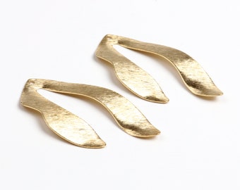 Brass Leaf Charms,Raw Brass Textured Leaf Earring Findings,Textured Pendant, Fit For DIY Necklace,Brooch,Earrings,49x25mm-RB1159