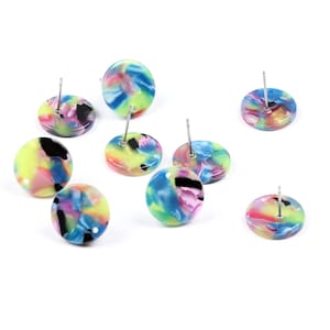 Tortoise Shell Stud Earring,Acetate Acrylic Earrings Stud,Circle Shaped Earrings Blanks,Earring Connector Finding,Post Charms,A181-ACE5124EA