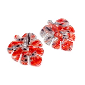 Tortoise Shell Beads,Acetate Acrylic Earring Charms,BIG Monstera Leaf Shaped Pendant,Earring Parts,50x40mm,Earrings findings ,A662-ACE216V