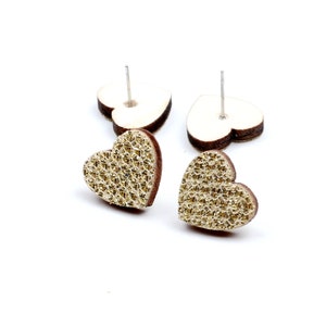 16x14.5mm Colorful Heart Earring Stud,Wood Earring Post to make Earrings,316 Surgical Stainless Steel,Jewelry Craft Supplies,EAR-341