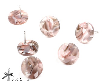 Tortoise Shell Stud Earrings,Acetate Acrylic Circle Earring,Coin Shaped Earring Connector,Post Charms Finding,Jewelry Supplies A14-ACE5074EA