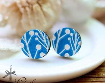 20% off -NEW Unique 3D Embossed  Flower 16mm Round Handmade Wood Cut Cabochon to make Rings, Earrings, Necklaces, Bracelets-(WG-81)