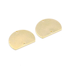 Rohes Messing D förmige Anhänger,Semi Circle Connector mit 2 Löchern,Anhänger Zubehör,passend für DIY Halskette,Ohrringe,18.5x14.5mm-RB1389