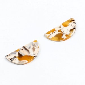 Tortoise Shell Earring Charms,Acetate Acrylic Beads,Half Round Shaped Pendant,Semicircle Connectors 2Hole,Earring Parts,15x30mm,A158-ACE219J