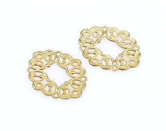 10pcs RAW Brass Filigree  Jewelry Stampings ConnectorsSetting Cab Base Connector Finding  27x21mm(FILIG-RB-62)