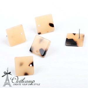 Tortoise Shell Stud Earrings,Acetate Acrylic Earring,Charm Earring Blanks,Square Shaped Earring,Post Charms,Earrings Connector,A11-ACE5082EA
