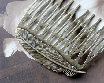 5Pcs Wholesale Antique bronze plated Brass Filigree hair comb Setting NICKEL FREE(COMBSS-5)