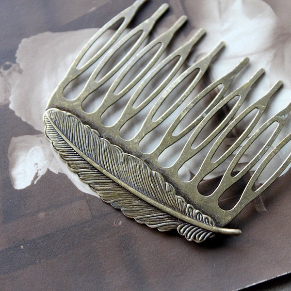 5Pcs Wholesale Antique bronze plated Brass Filigree hair comb Setting NICKEL FREE(COMBSS-5)