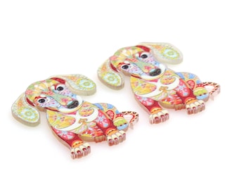 Dog Acrylic Beads,Acrylic Earring Charms,Rectangle Shaped Pendant,Acrylic Earring Parts,Earrings Blanks ,40mmx29mm,ACL-366