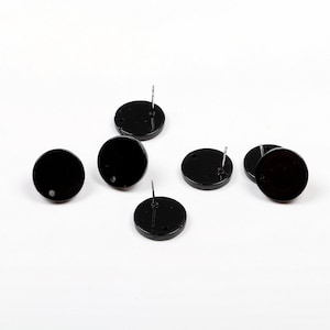 Acetate Black Stud Earrings, Acetate Acrylic Earring Stud,Small Post Earrings,Round Circle Studs,Earrings Supplies 12mm,16mm,A28-ACE5001EA