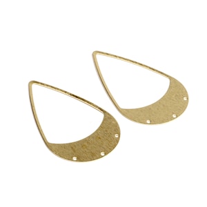 Brass Textured Charms, Raw Brass Earrings Findings,Raw Brass Pendant,Drop Shaped Earrings, Brass Charm,Jewelry Supplies,58.5x35mm-RB1339