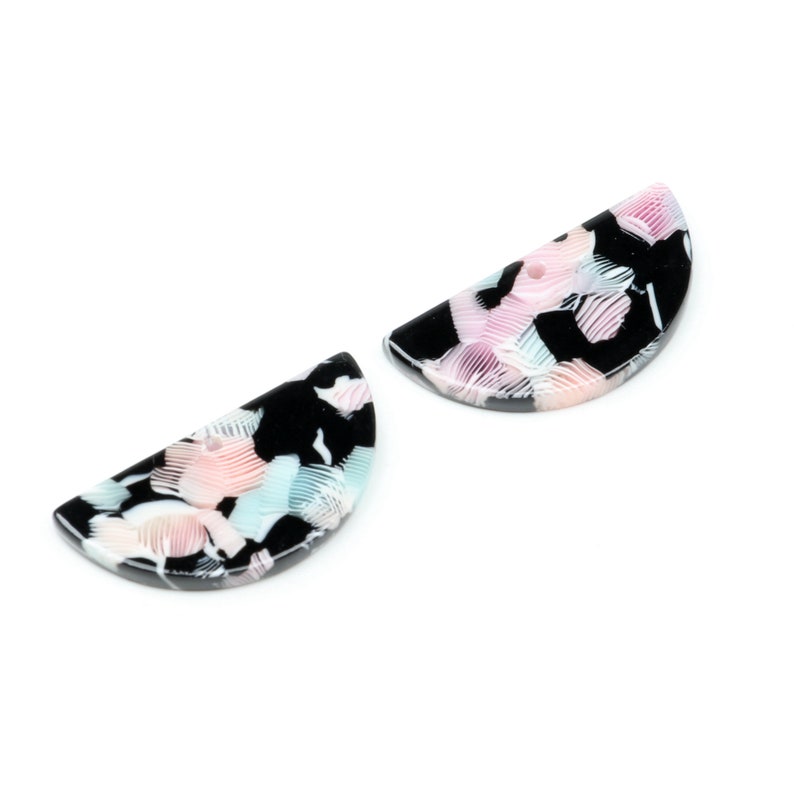 Tortoise Shell Beads,Acetate Acrylic Earring Charms,Half Round Shaped Pendant,Semicircle Pendant,1 Hole,Earring Parts,15x30mm,A344-ACE278C