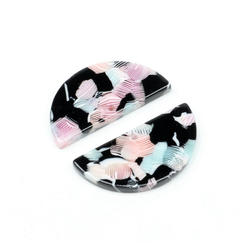 Tortoise Shell Beads,Acetate Acrylic Earring Charms,Half Round Shaped Pendant,Semicircle Pendant,1 Hole,Earring Parts,15x30mm,A344-ACE278C