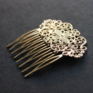 10Pcs Wholesale High Quality Gold plated Brass Filigree hair comb Setting Nickel Free Lead Free(COMBSS-18)