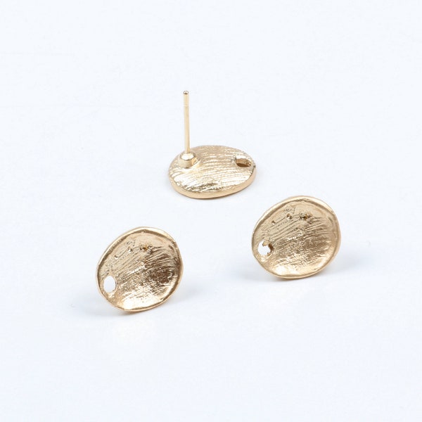 Matt Gold Planted Earring,Earring Stud,Post Earring With Arc Oval Shape Connector Earrings Charm,Earring Findings,Steel Ear Stud (EAR-151)