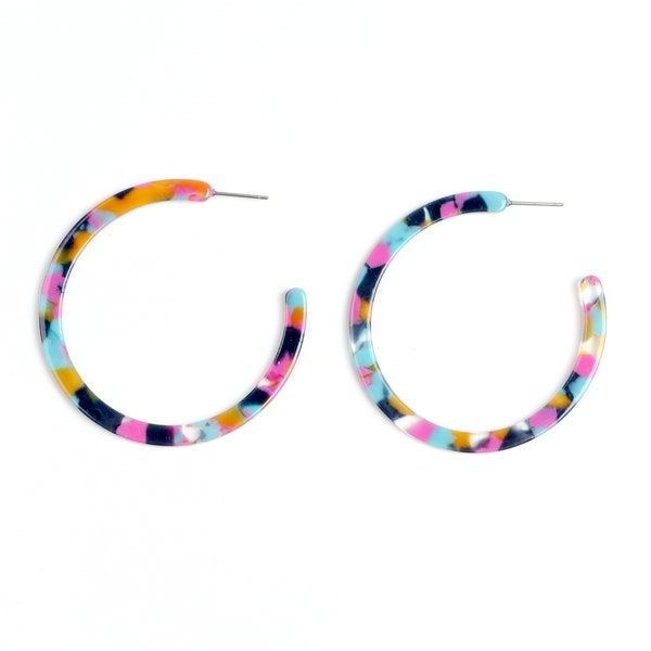 Large Tortoise Shell Earring,Acetate Acrylic Post Earring,Big C Shaped Earring.Geometric Hoop Earring,Crescent Earring,54mm A132-ACE5015n EA