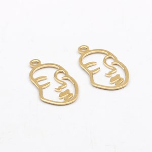 Messing Disc Charms, Ohrring Zubehör, Gesichtsform Anhänger, Rohlinge mit 1 Loch, passend für DIY Halskette, Anhänger, 20X10.5mm Schmuckzubehör-RB1396