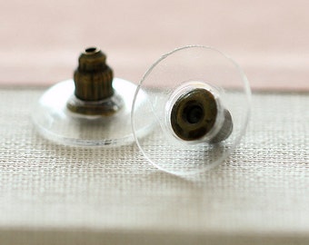 100pcs Antique Brass  Earring Back stopper With 12mm Plastic Nickel Free  (EAR-10-B)