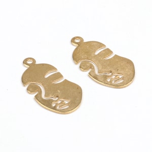 Messing Charms, Ohrring Zubehör, Gesichtsform Anhänger, Rohlinge mit 1 Loch Ohrringe, passend für DIY Halskette, Schmuck Anhänger, 20mmx10.5mm-RB1133