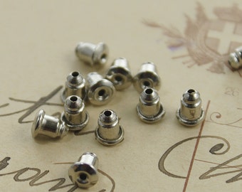 200PCS Silver Plated Earring Studs Back Stoppers   6x5mm Nickel Free  (EAR-11A)