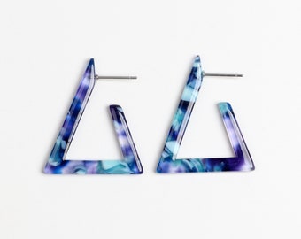 Acetate Tortoise Shell Stud Earrings Acetate Acrylic Earring Stud Post Earrings Triangle Shaped-connector Earring 32.5x27.5mm A186-ACE5028EA