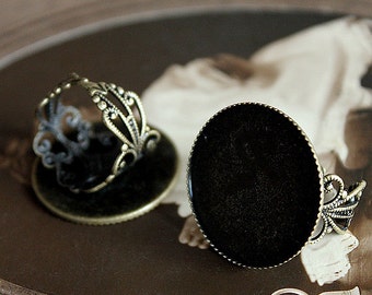 10PCS Antiqued Bronze Adjustable Filigree Ring Bases   blank setting With 25 mm   Bases ((RINGSS-36)